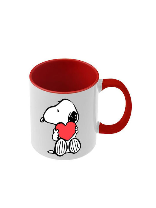 Snoopy Tasse Rote Griff Innenseite