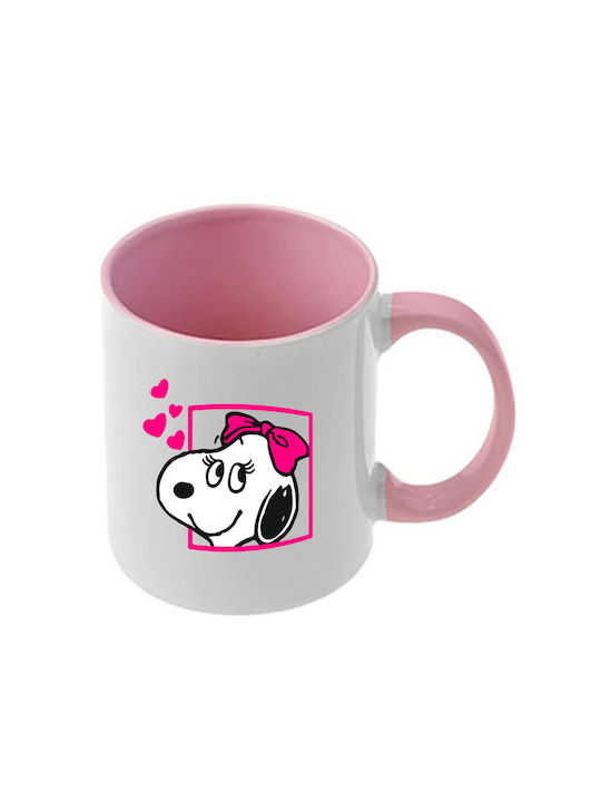 Snoopy Rosa Tasse Mit Griff Und Innerem