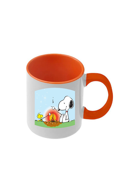Snoopy Orange Tasse Mit Griff Und Innerem