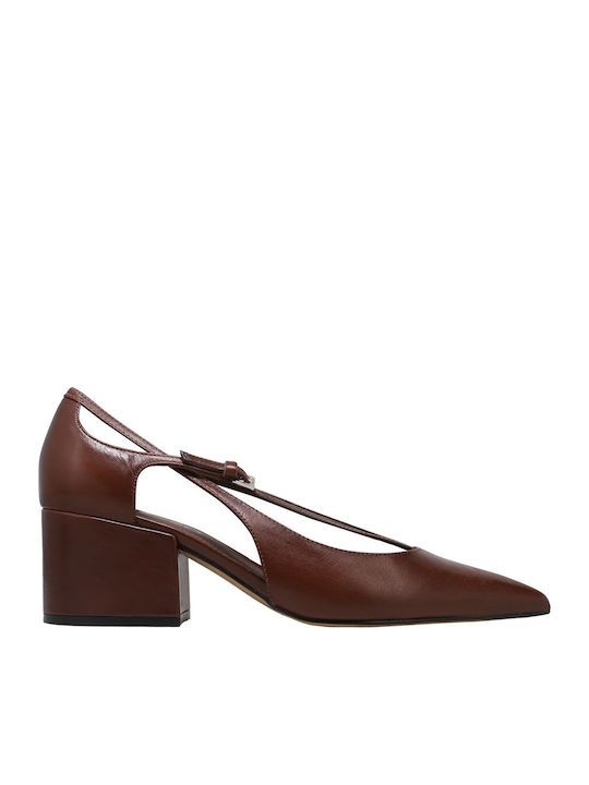 Leather Brown Medium Heels