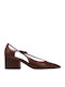 Leather Brown Medium Heels