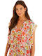 Women's Blouse Short Sleeve Floral Off-white