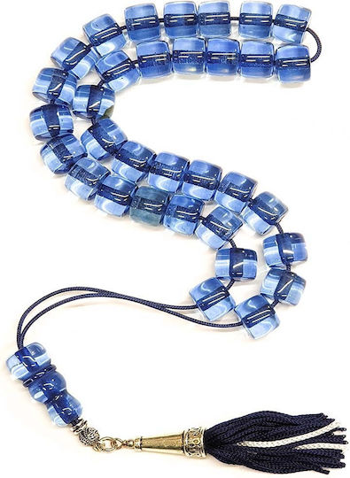 Roloi Komboloi Resin Worry Beads with 33 Beads Blue 39cm