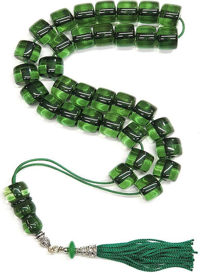 Roloi Komboloi Resin Worry Beads with 33 Beads Green 38cm