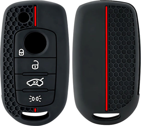 Car Key Cover Case made of with 4 Buttons for Fiat in Black Color