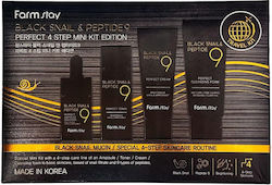 Farm Stay Black Snail & Peptide 9 Perfect 4 Step Mini Kit Edition Комплект за грижа за кожата за Против стареене, Хидратация & Блясък