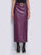 Leather Pencil High-waisted Maxi Skirt Purple