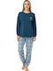 Lovelx Homewear Winter Women's Pyjama Set Petrol Blue