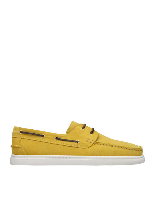 Suede Ανδρικά Boat Shoes σε Κίτρινο Χρώμα