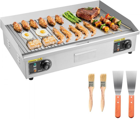 Vevor Electric Commercial Flat Top Griddle Steel 72.5x40x4.4kW with Flat & Ribbed Grill Plates