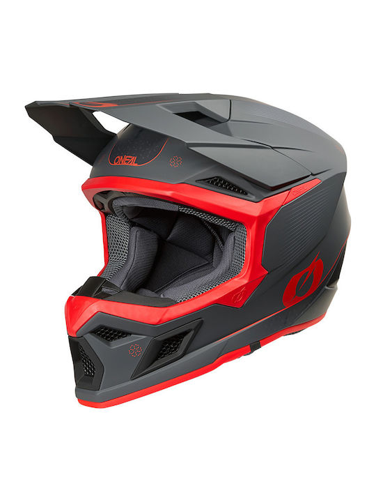 O'Neal 3 Series E-Stroke Gray/Red Κράνος Μηχανής Motocross ECE 22.06