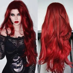 Women's Fashion Red Long Curly Wig