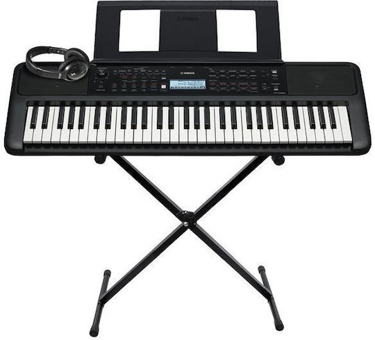 Yamaha Αρμόνιο PSR-E383 με 61 Πλήκτρα με Βάση και Ακουστικά Μαύρο Premium Βundle III