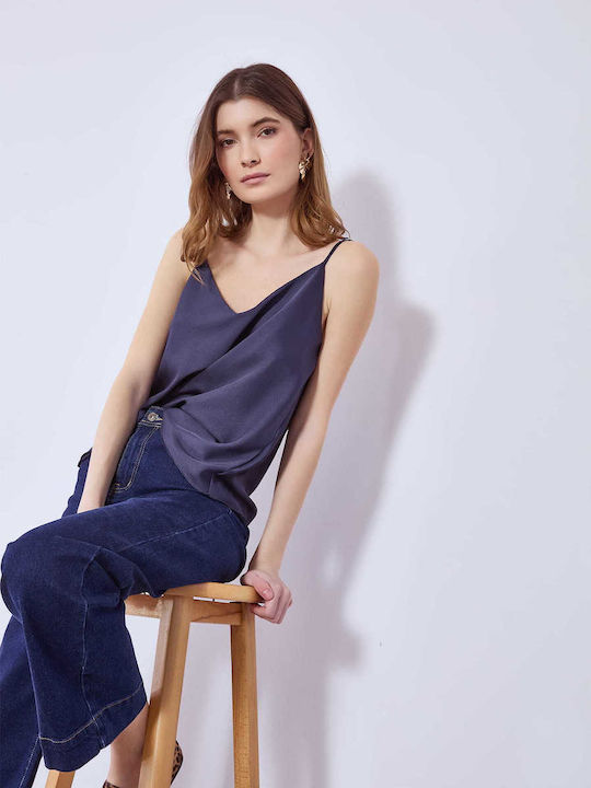 Celestino Lingerie Τοπ Σατέν Σκούρο Μπλε