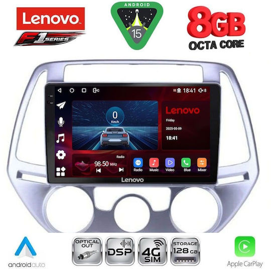 Lenovo Car Audio System for Hyundai i20 2008-2012 with A/C (Bluetooth/USB/WiFi/GPS/Apple-Carplay/Android-Auto) with Touch Screen 9"