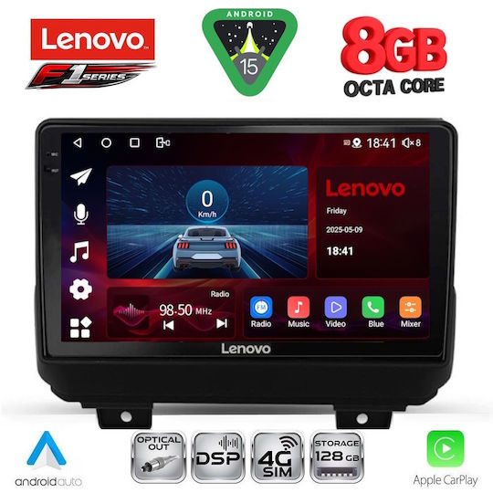 Lenovo Ηχοσύστημα Αυτοκινήτου για Jeep Wrangler 2018 (Bluetooth/USB/WiFi/GPS/Apple-Carplay/Android-Auto) με Οθόνη Αφής 9"