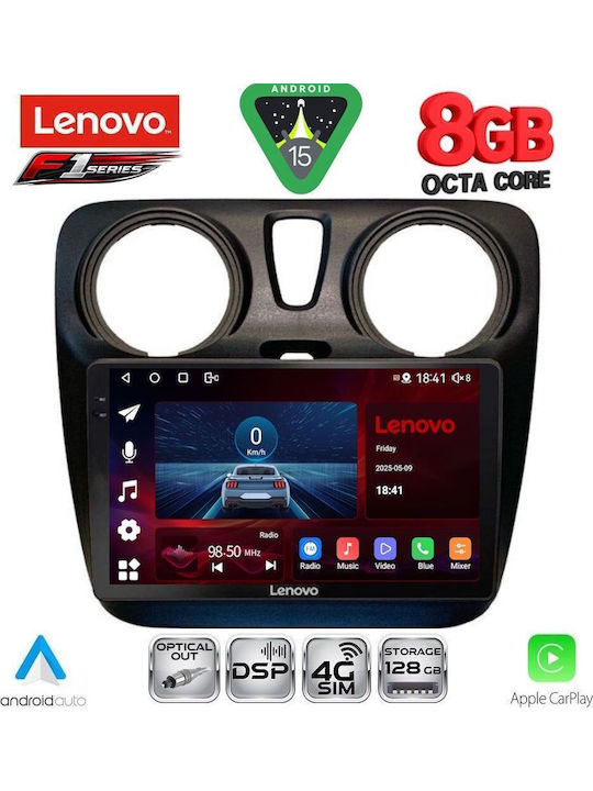 Lenovo Car Audio System for Dacia Dokker 2012-2022 (Bluetooth/USB/WiFi/GPS/Apple-Carplay/Android-Auto) with Touch Screen 9"