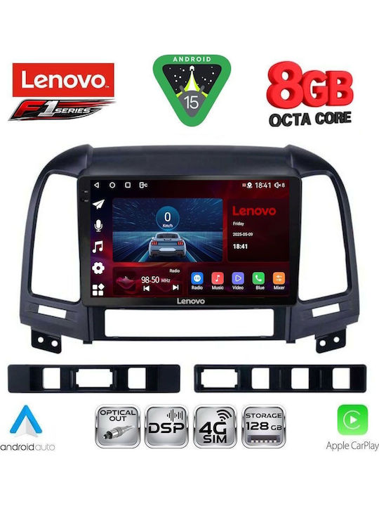 Lenovo Car Audio System for Hyundai Santa Fe 2005-2013 (Bluetooth/USB/WiFi/GPS/Apple-Carplay/Android-Auto) with Touch Screen 9"