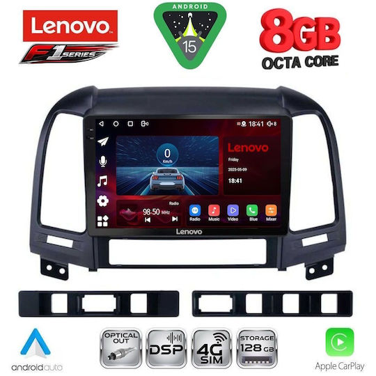 Lenovo Car Audio System for Hyundai Santa Fe 2005-2013 (Bluetooth/USB/WiFi/GPS/Apple-Carplay/Android-Auto) with Touch Screen 9"