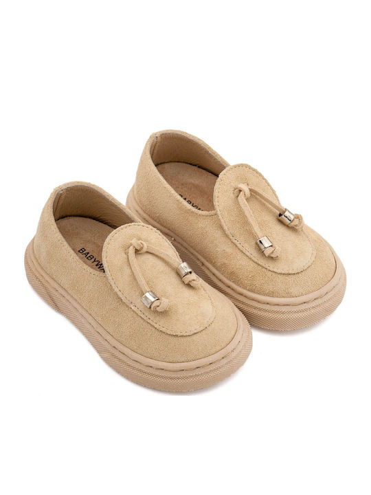 Babywalker Beige Baptism Leather Moccasins