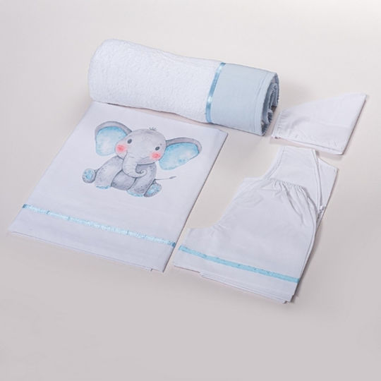 Nuova Vita Set Tauföldecken Elefantenbaby Weiß-Silber 3 Stück