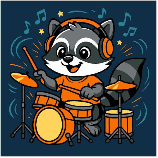 Ideyka Malerei Zahlen Ρακούν Drums 311069
