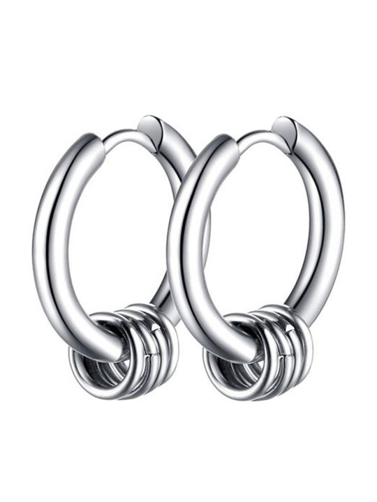 Theodora's Jewellery Men's Steel Hoop Earrings Gold Plated Grey Jt-E5050-Gold