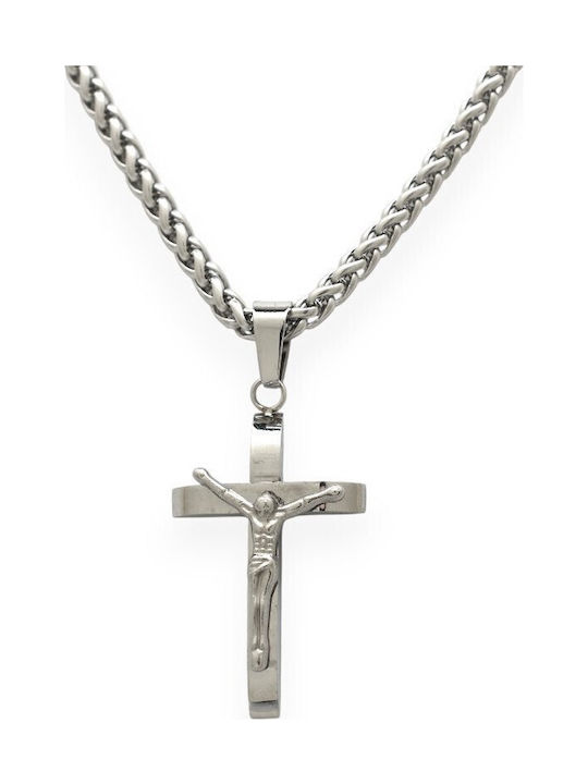 Goldjewels Men's Cross with the Crucified from Steel with Chain