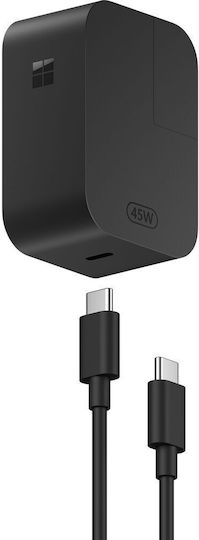 Microsoft Surface USB-C Φορτιστής Laptop 45W 5V για Microsoft με Αποσπώμενο Καλώδιο Τροφοδοσίας