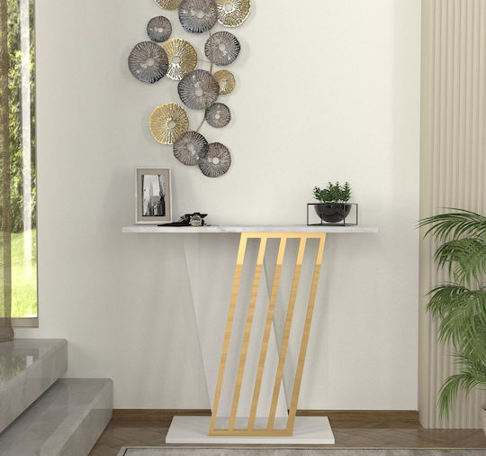 Κονσόλα από Ξύλο & Μέταλλο White Μ90xΠ29.6xΥ76.8εκ.