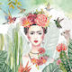 Decoupage Napkin 1 Piece Frida Kahlo Flowers