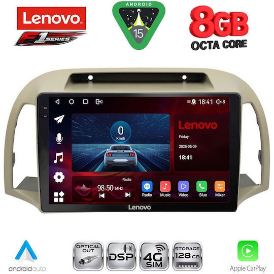 Lenovo Car Audio System for Nissan Micra 2002-2010 (Bluetooth/USB/WiFi/GPS/Apple-Carplay/Android-Auto) with Touch Screen 9"