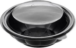 Einweg-Plastikgeschirr Ps 750ml Rund Schwarz Transparent Deckel 50 Stück