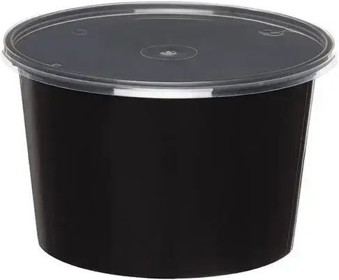 Σκευος Μικροκυματων 1000ml Στρογγυλο Μαυρο Καπακι Διαφανο 50τμχ