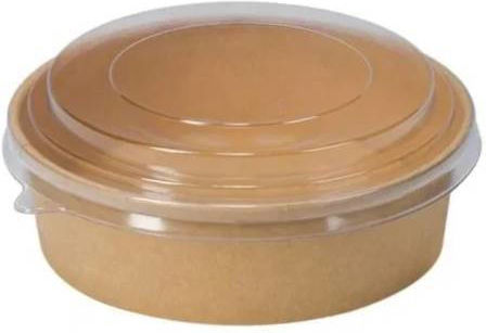 Kraft Container 1100ml Round Transparent Lid 50pcs