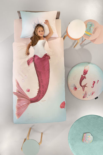 Saint Clair Σετ Σεντόνια Μονά Βαμβακερά Mermaid Πολύχρωμο 170x250cm 3τμχ