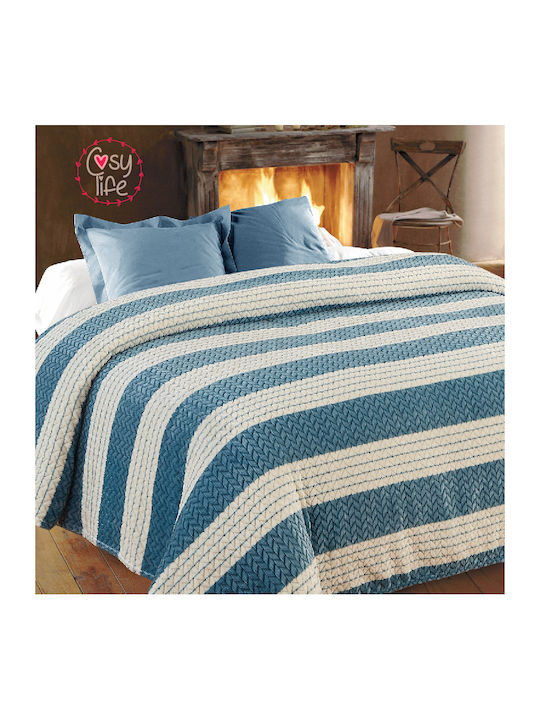 Cosy All Seasons Κουβέρτα Βελουτέ Υπέρδιπλη 220x240εκ. Γαλάζιο