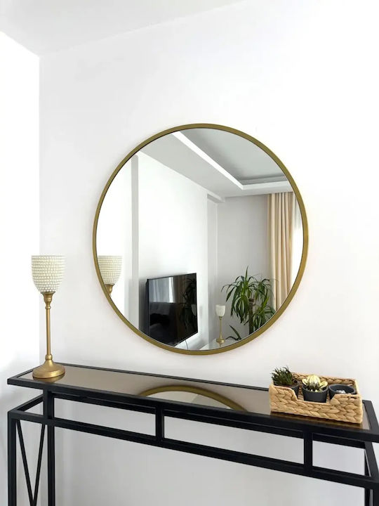 Oglindă Rotundă Auriu 60 Cm