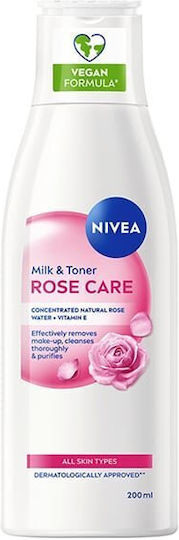 Nivea Milk & Toner Rose Care Γαλάκτωμα Καθαρισμού Προσώπου 200ml