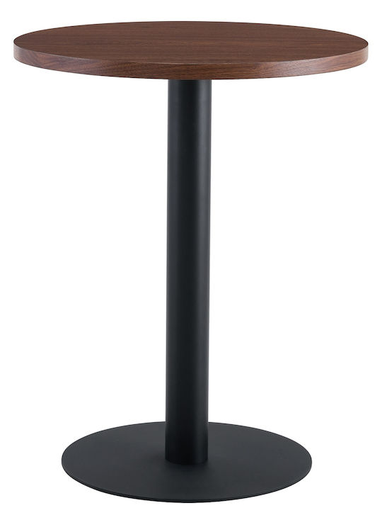 Quinton Round Table Dining Room Wooden with Metal Frame Walnut/black 60x60x74cm