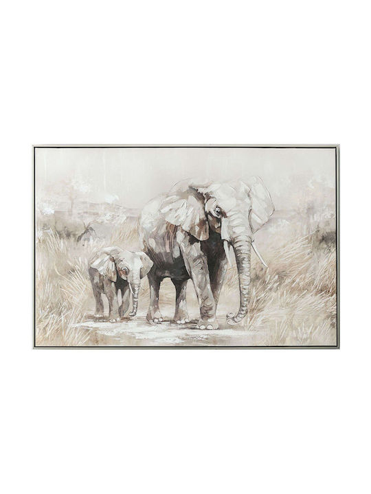 Canvas Painting Elephant & Baby Elephant Frame 122.2x82.5x4.5cm 6/kib