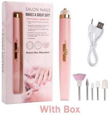 Set Salon Freză pentru Unghii Baterie Roz