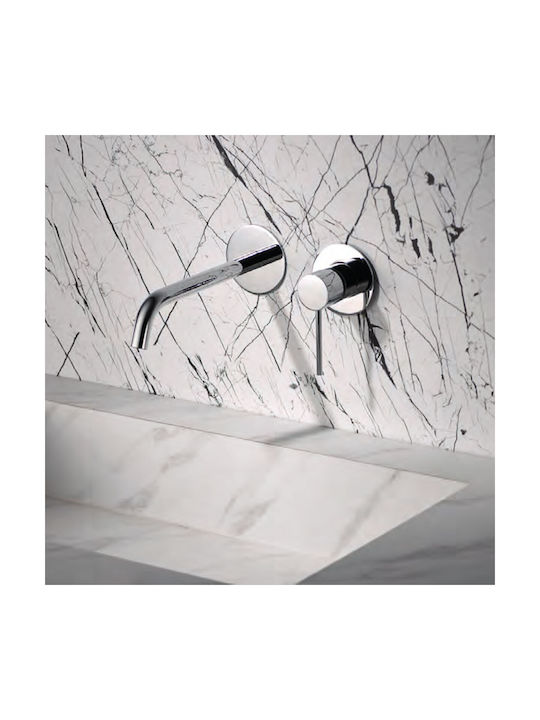 Excel Built-in Mixer & Spout Set for for Bathroom Sink 2 Exits Silver