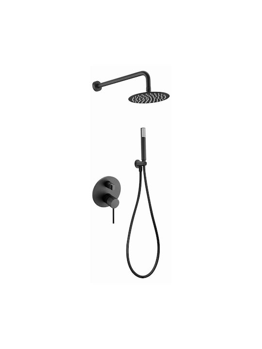 Excel Built-in Mixer, Hand Shower & Shower Head Set for Shower 2 Exits Black