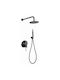 Excel Built-in Mixer, Hand Shower & Shower Head Set for Shower 2 Exits Black