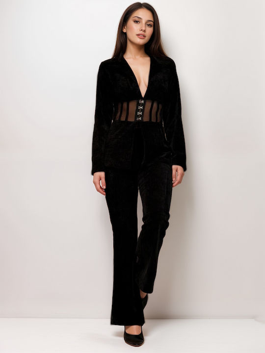 New Fashion Women's Black Set with High-waisted...
