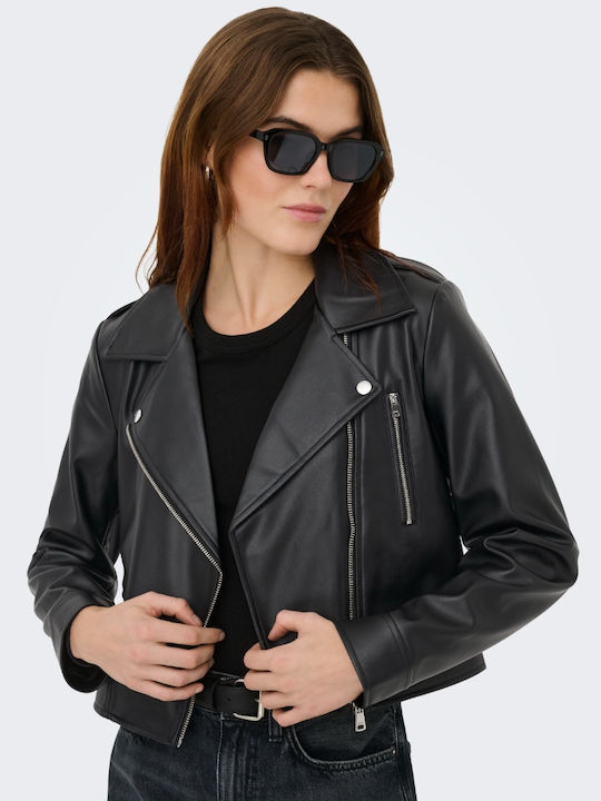 Only Crop Γυναικείο Μπουφάν για Χειμώνα Black