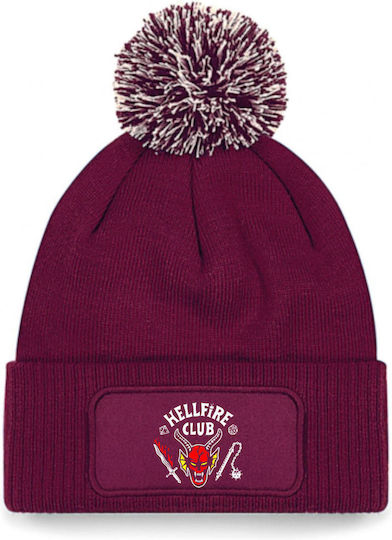 Hellfire Club, Stranger Things Beanie Unisex Beanie mit Rippstrick in Burgundisch Farbe