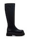 Synthetic Leather Medium Heel Women's Boots Black