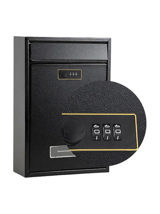 Außenbereich Briefkasten Metallisch in Schwarz Farbe 32x21.4x8.2cm